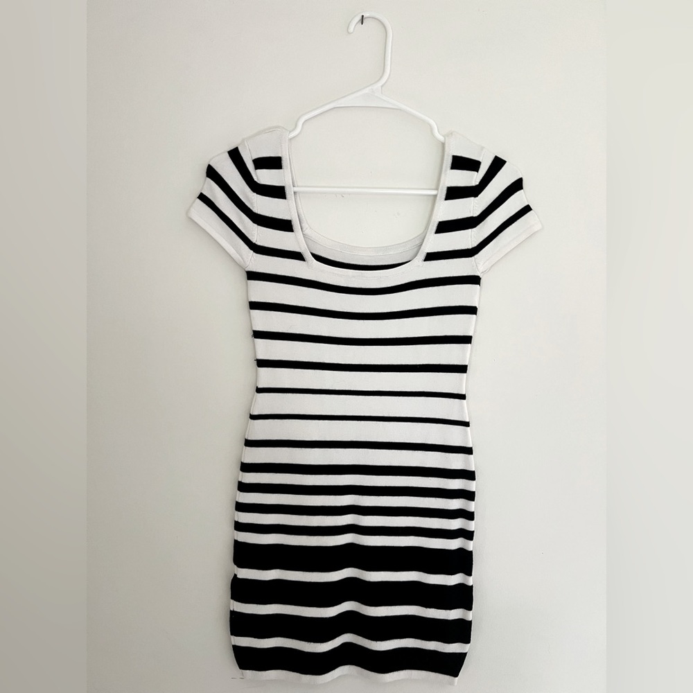 Bebe Apparel | Black and White Striped Mini Dress | Color: Black/White | Size: S
